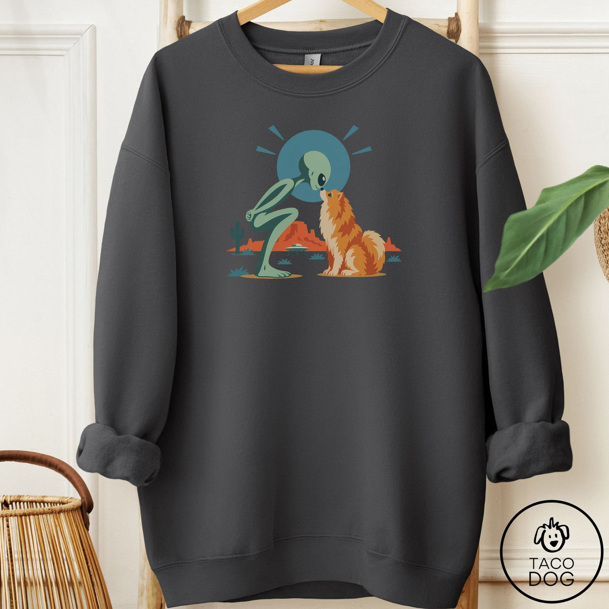 Pomeranian Hello Neighbor Sweatshirt Charcoal Taco-Dog