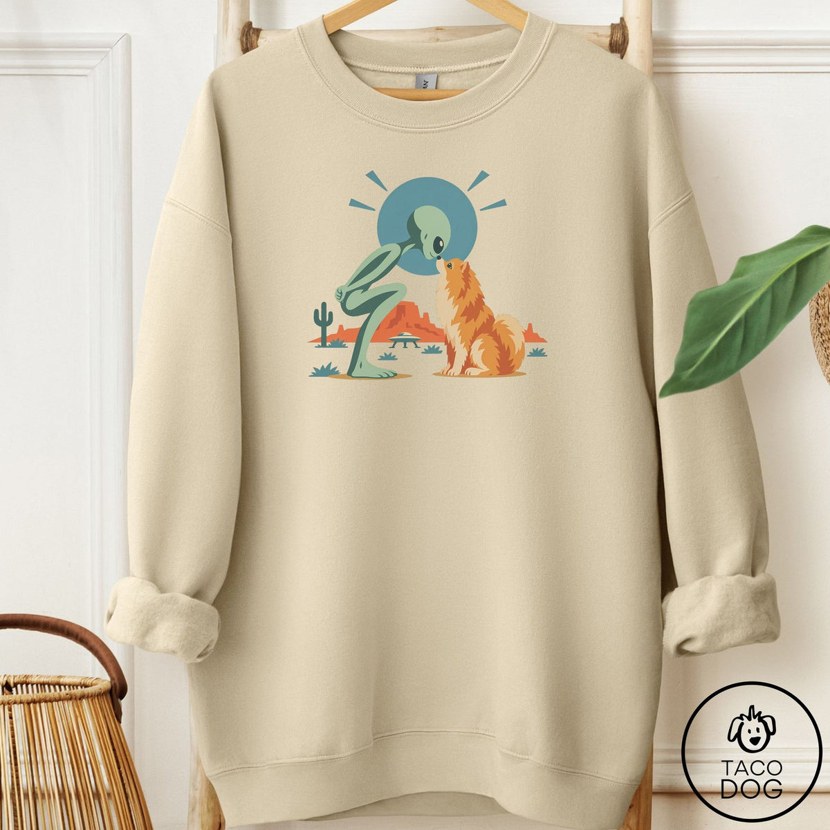 Pomeranian Hello Neighbor Sweatshirt Sand Taco-Dog