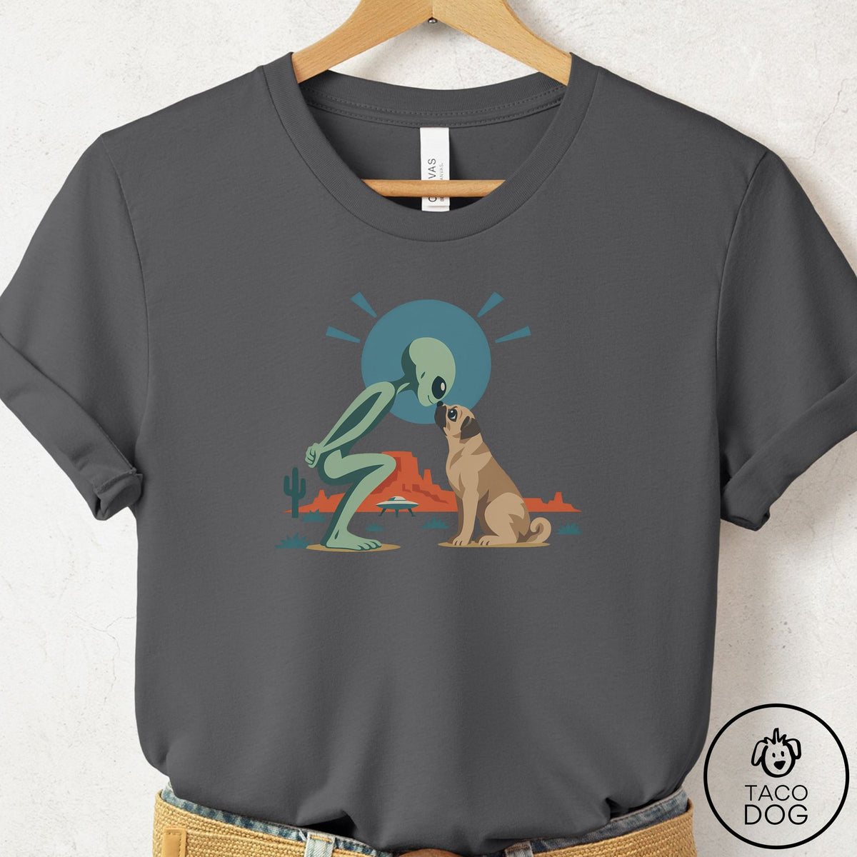 Pug Hello Neighbor T-Shirt Asphalt Taco-Dog