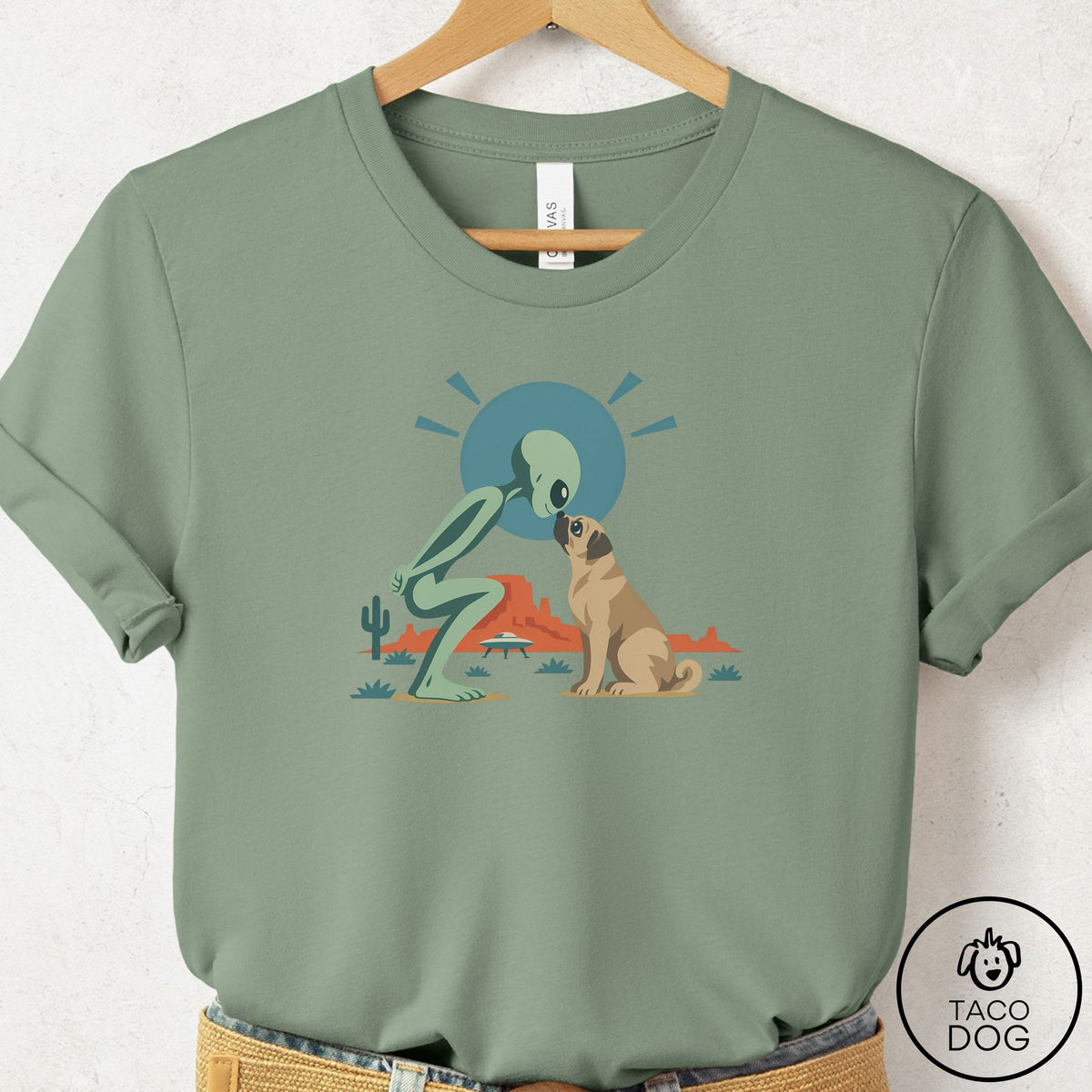 Pug Hello Neighbor T-Shirt Sage Taco-Dog