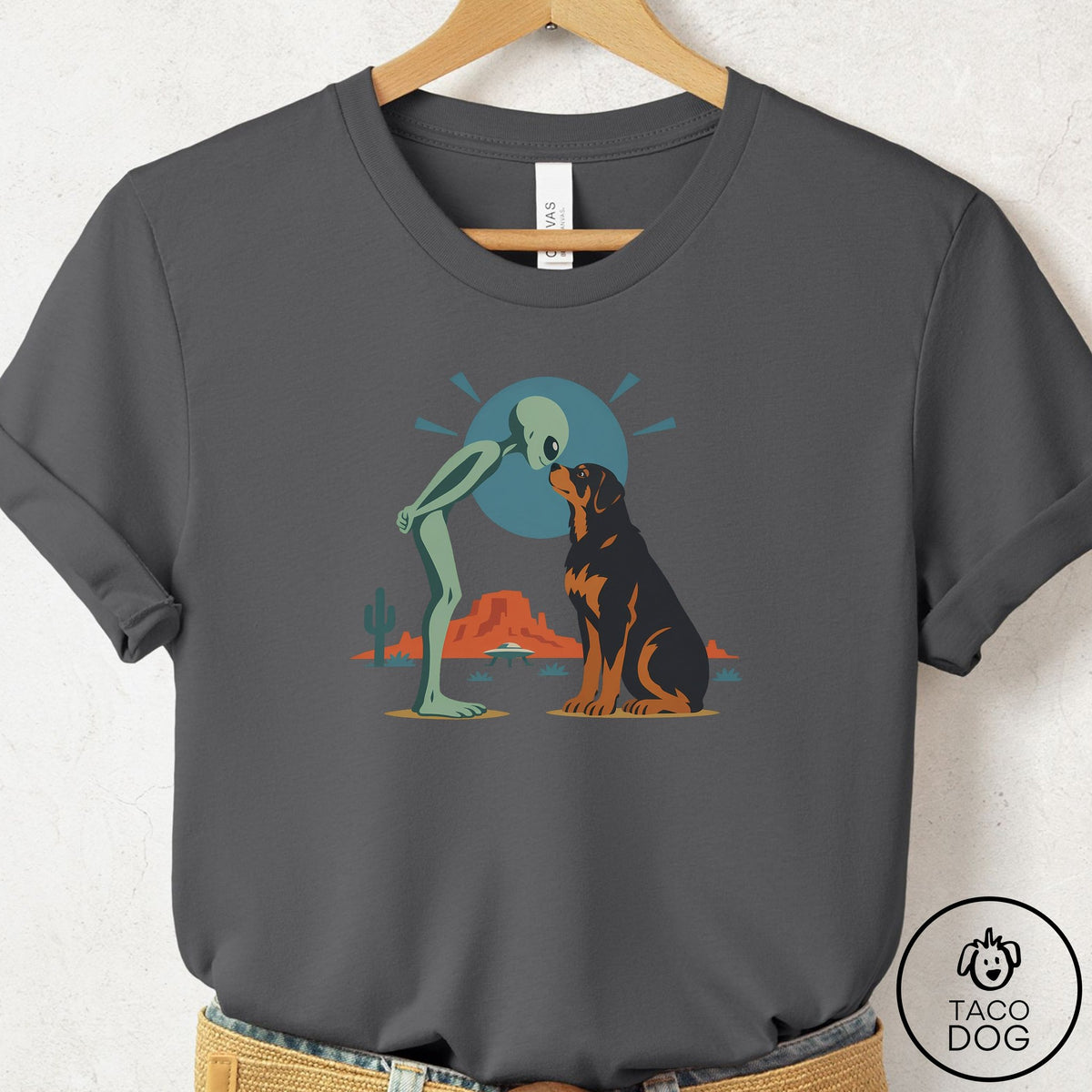 Rottweiler Hello Neighbor T-Shirt Asphalt Taco-Dog