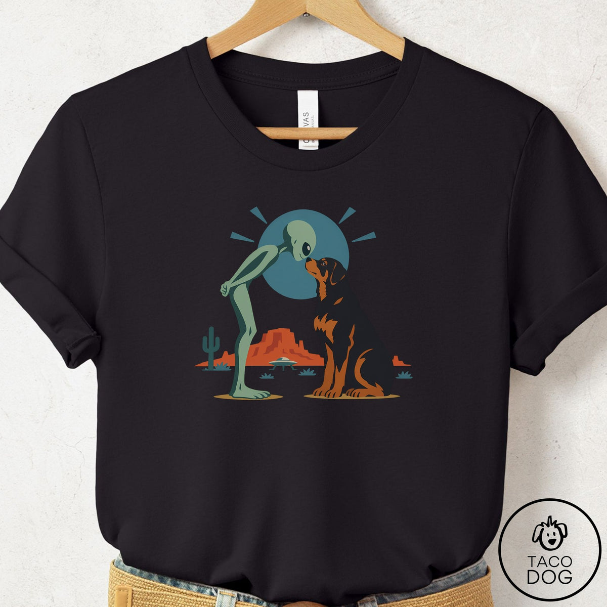 Rottweiler Hello Neighbor T-Shirt Black Taco-Dog