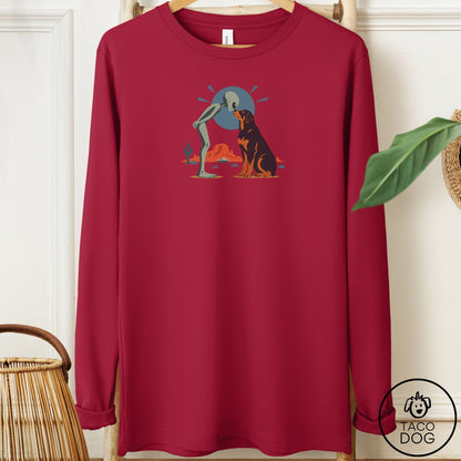 Rottweiler Hello Neighbor Long Sleeve Tee Cardinal Taco-Dog