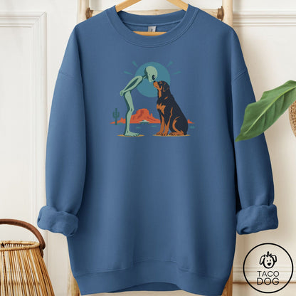 Rottweiler Hello Neighbor Sweatshirt Indigo Blue Taco-Dog