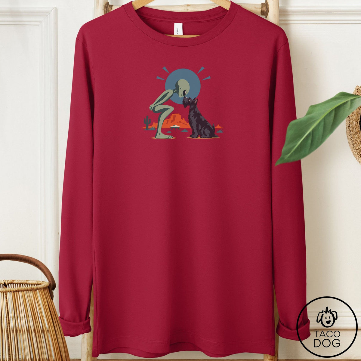 Scottie Hello Neighbor Long Sleeve Tee Cardinal Taco-Dog