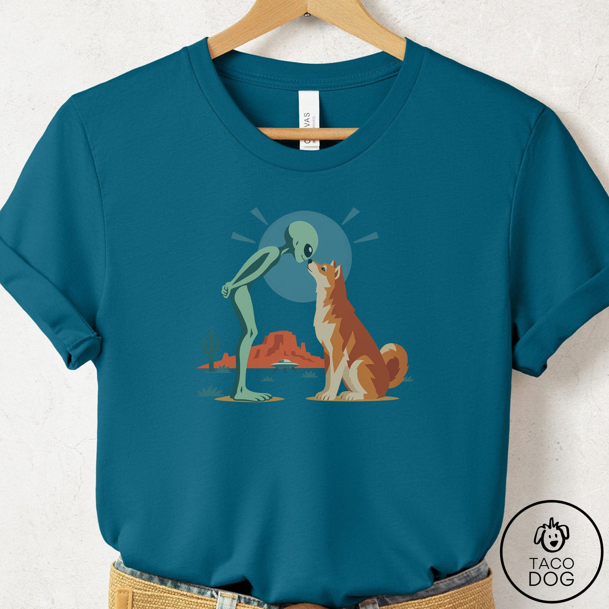 Shiba Inu Hello Neighbor T-Shirt Deep Teal Taco-Dog