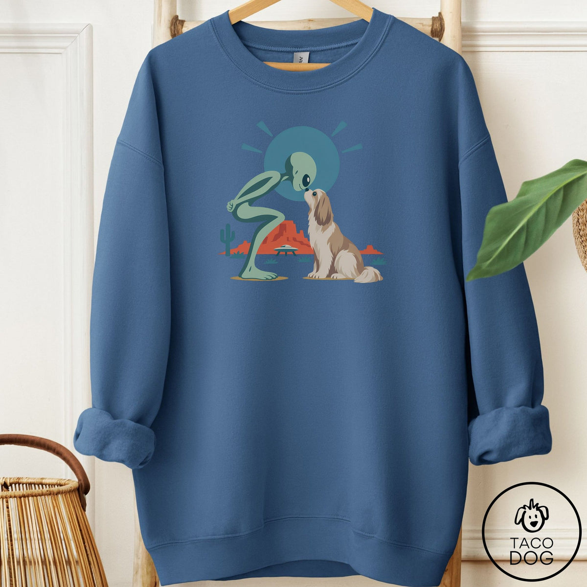 Shih Tzu Hello Neighbor Sweatshirt Indigo Blue Taco-Dog