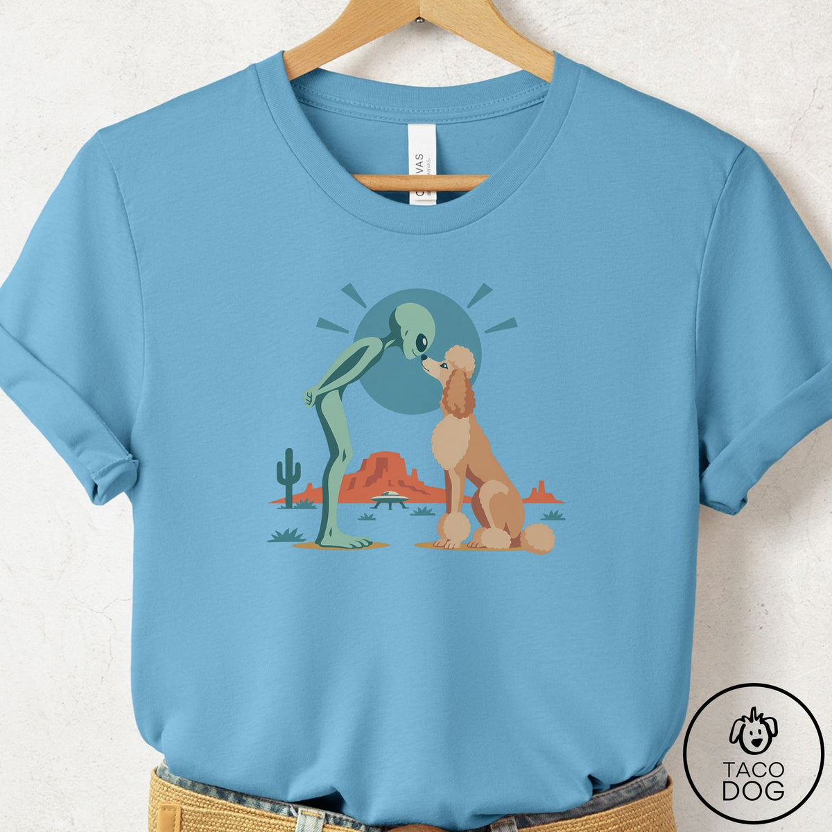 Poodle Hello Neighbor T-Shirt Ocean Blue Taco-Dog