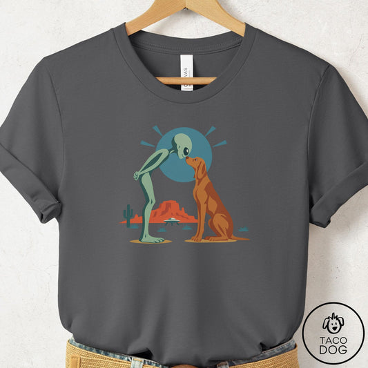 Vizsla Hello Neighbor T-Shirt Asphalt Taco-Dog