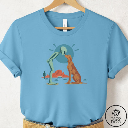 Vizsla Hello Neighbor T-Shirt Ocean Blue Taco-Dog