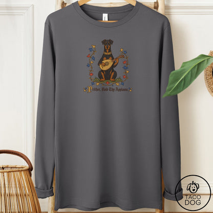 Doberman Hold Thy Applause Long Sleeve Tee Asphalt Taco-Dog