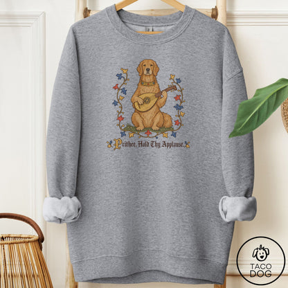 Golden Retriever Hold Thy Applause Sweatshirt Graphite Heather Taco-Dog