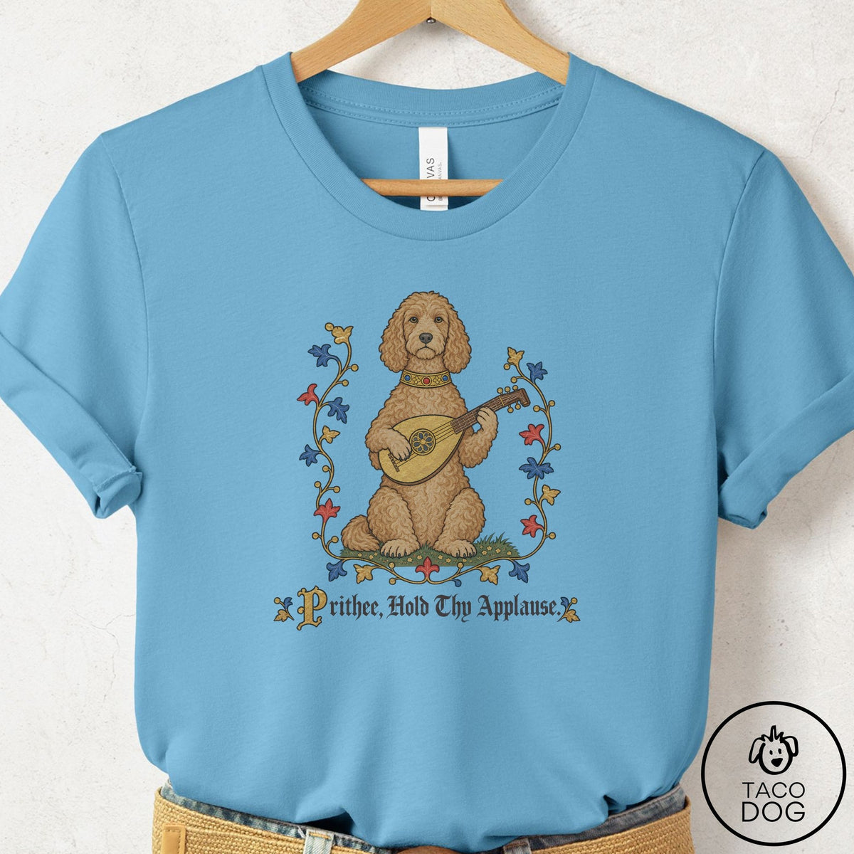 Doodle Hold Thy Applause T-Shirt Ocean Blue Taco-Dog