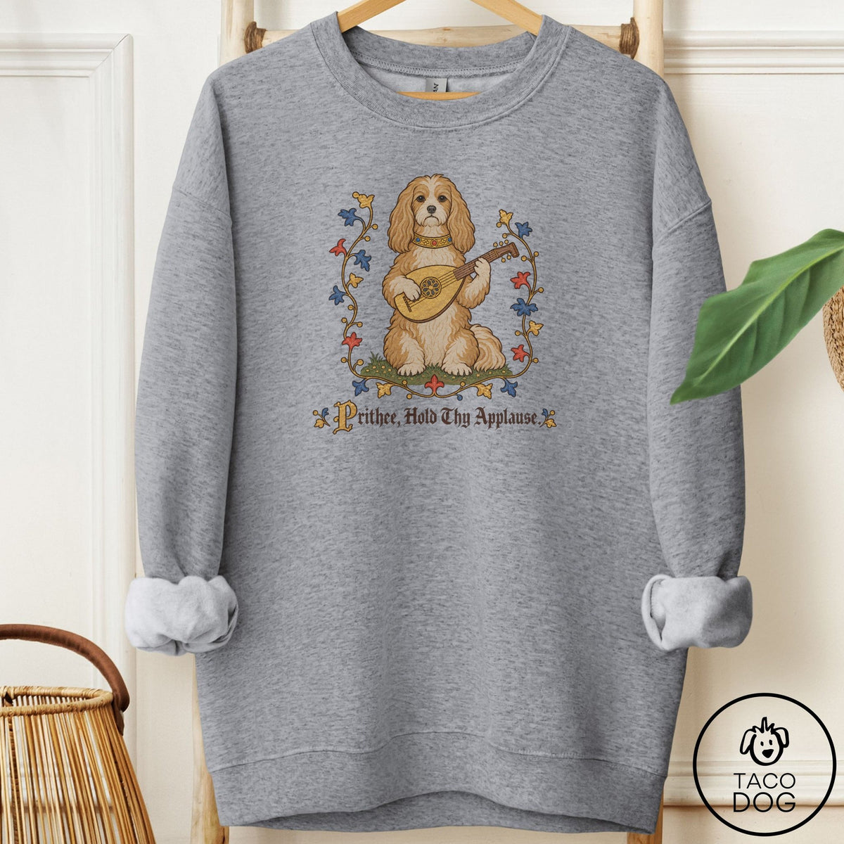 Havanese Hold Thy Applause Sweatshirt Graphite Heather Taco-Dog
