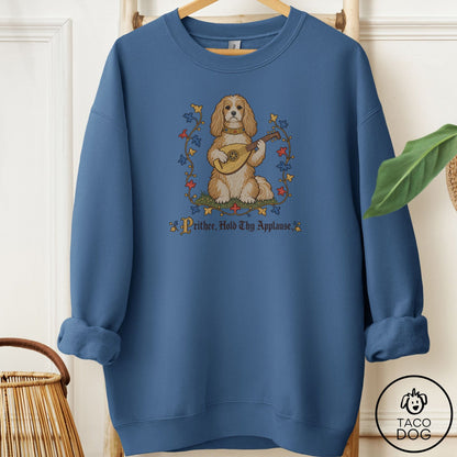 Havanese Hold Thy Applause Sweatshirt Indigo Blue Taco-Dog