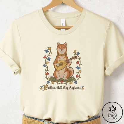 Shiba Inu Hold Thy Applause T-Shirt Natural Taco-Dog