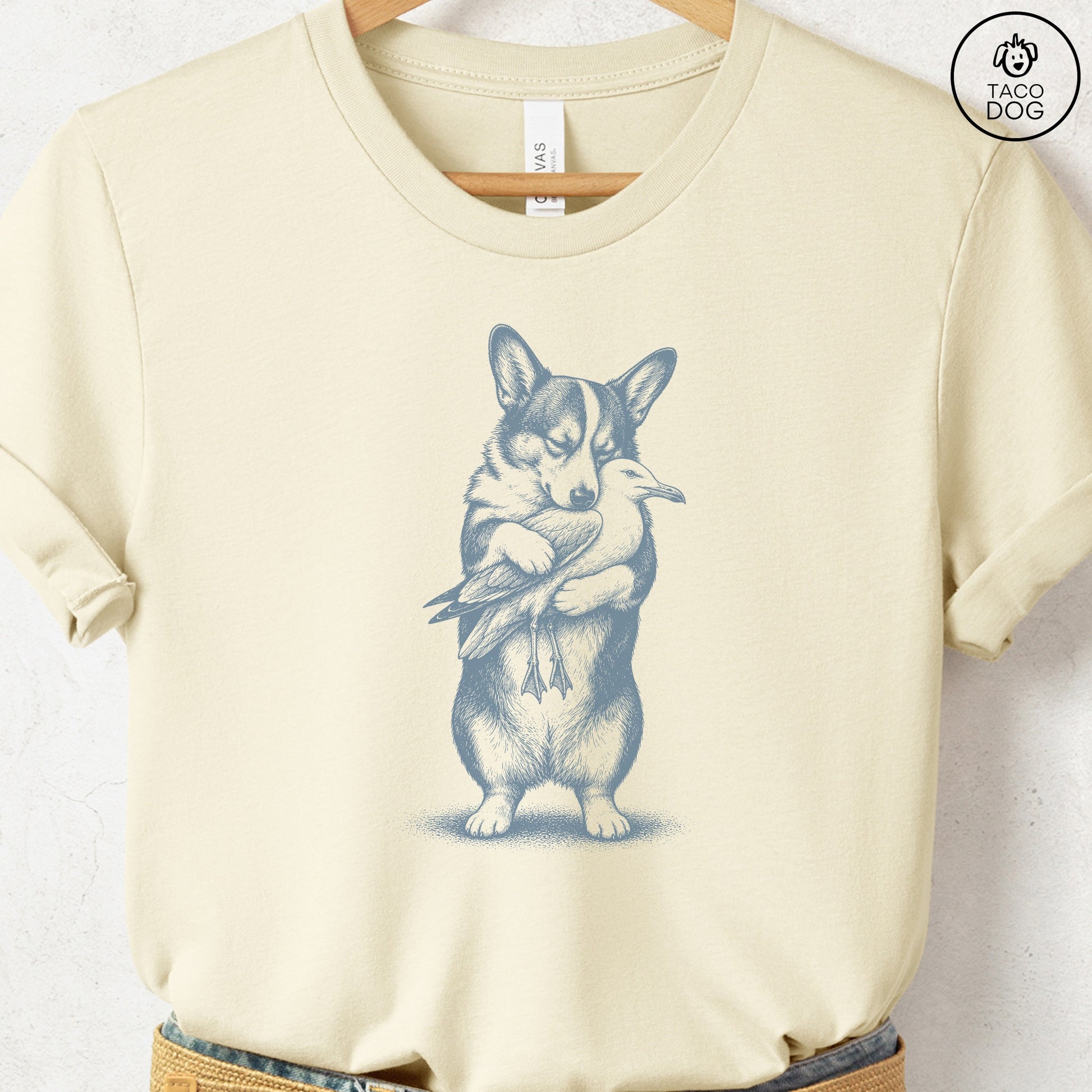 Corgi Hug T-Shirt Natural S Taco-Dog