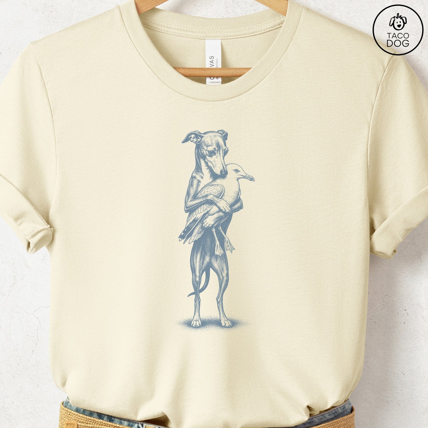 Italian Greyhound Whippet Hug T-Shirt Natural S Taco-Dog