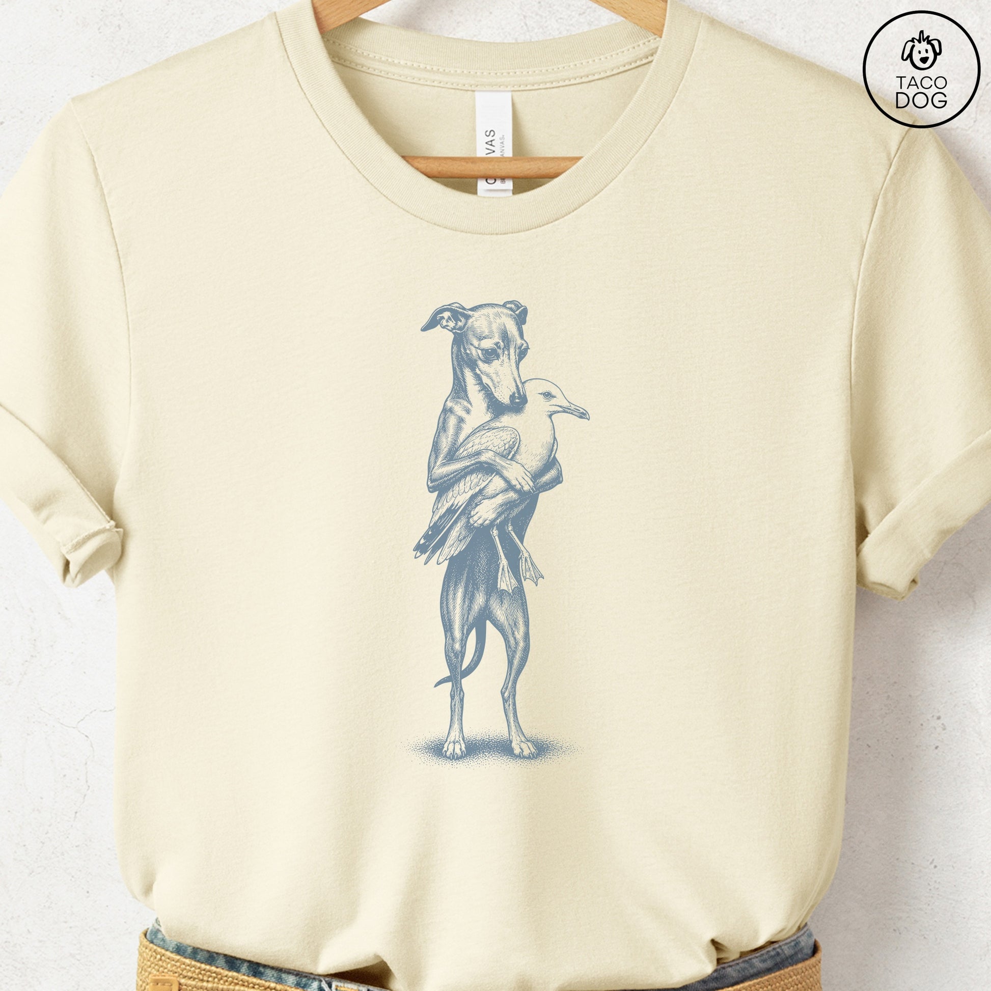 Italian Greyhound Whippet Hug T-Shirt Natural S Taco-Dog