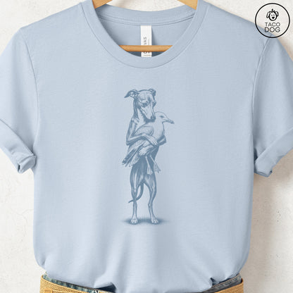Italian Greyhound Whippet Hug T-Shirt Light Blue S Taco-Dog