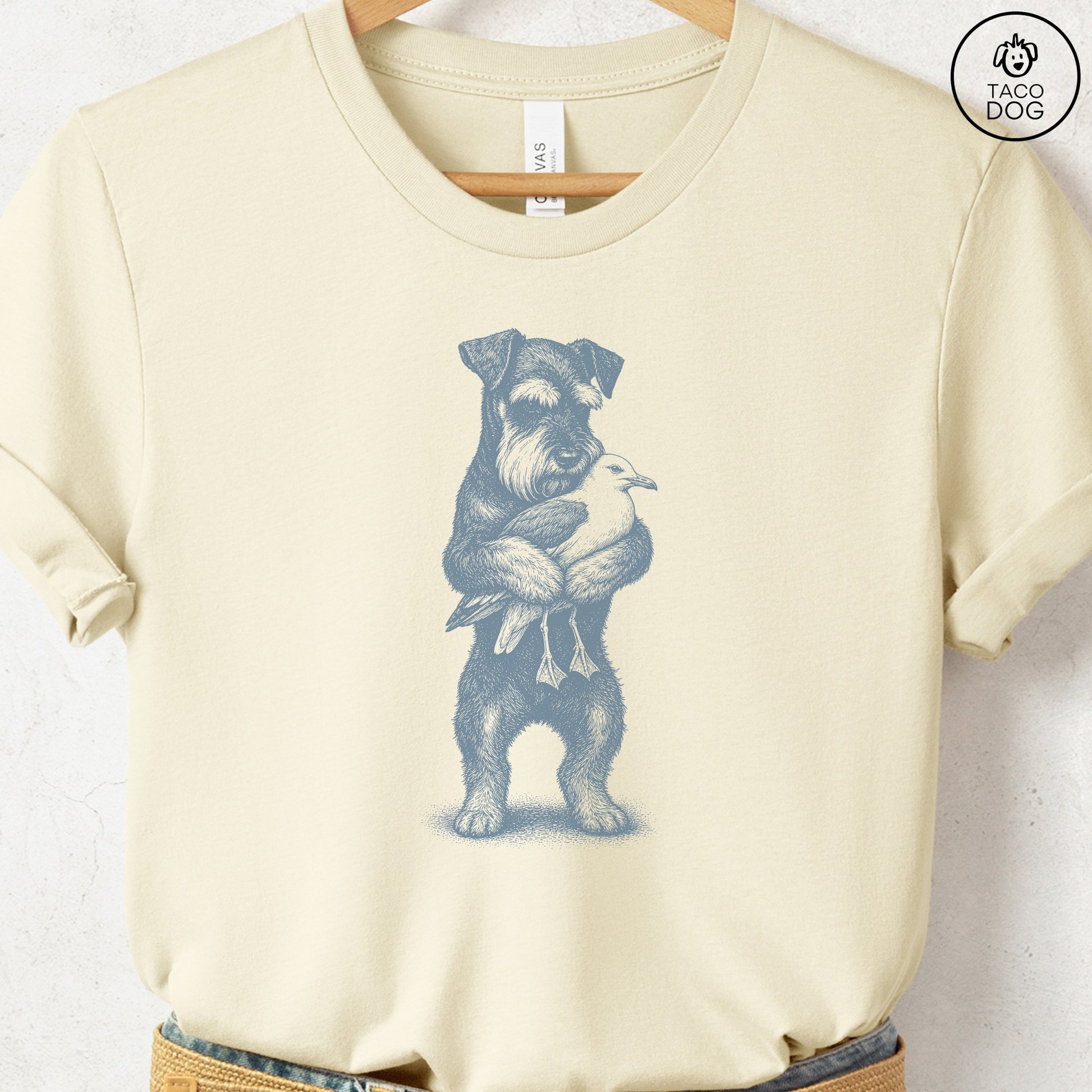 Schnauzer Hug T-Shirt Natural S Taco-Dog
