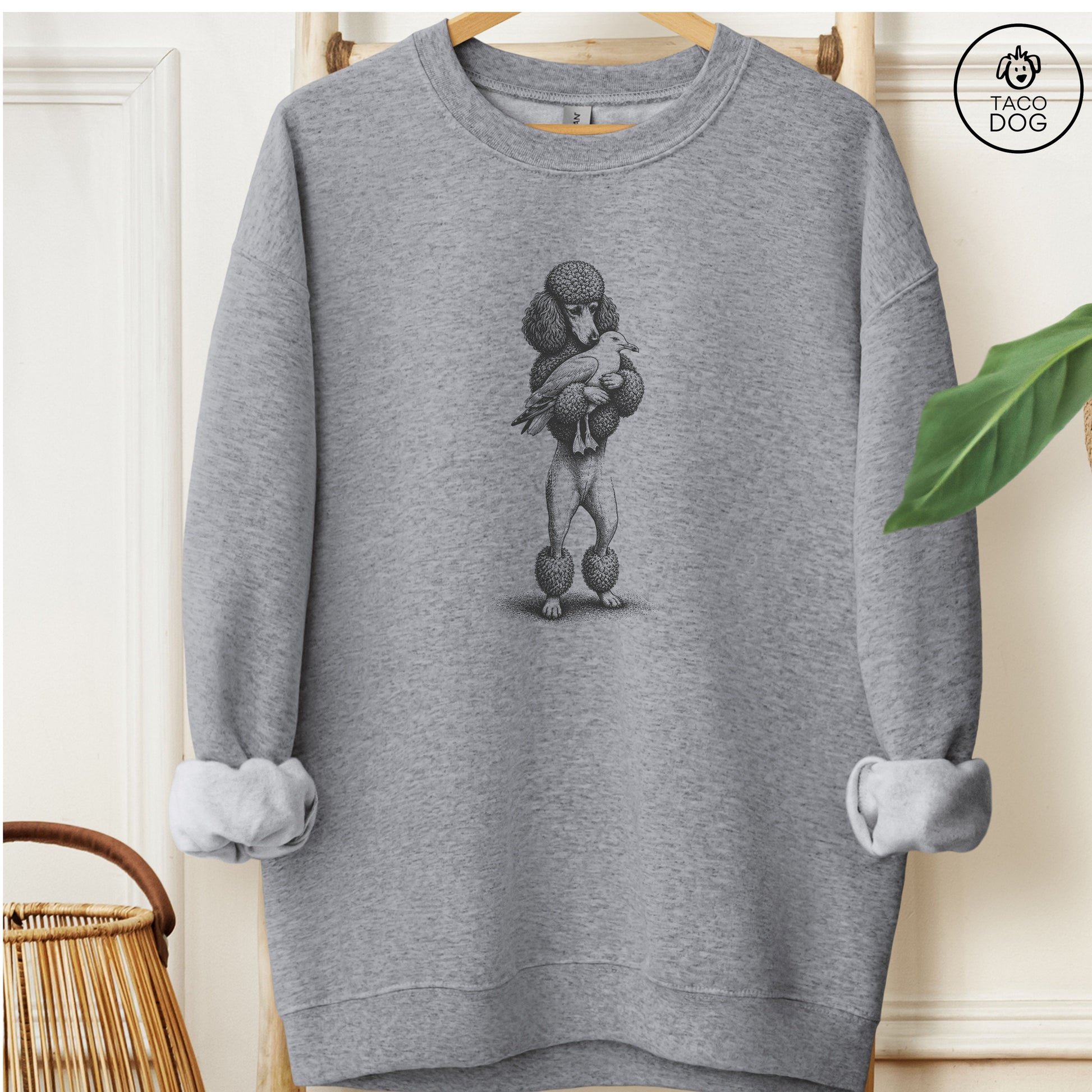 Poodle Hug Sweatshirt Graphite Heather M Taco-Dog