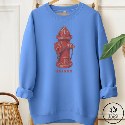 Distressed Unisex Fire Hydrant Sweatshirt Carolina Blue Taco-Dog