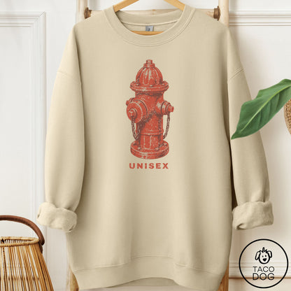 Distressed Unisex Fire Hydrant Sweatshirt Sand Taco-Dog