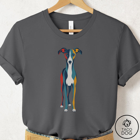 Italian Greyhound Whippet Color Block T-Shirt Asphalt Taco-Dog