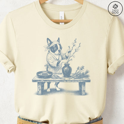 Boston Terrier Ikebana T-Shirt Natural S Taco-Dog