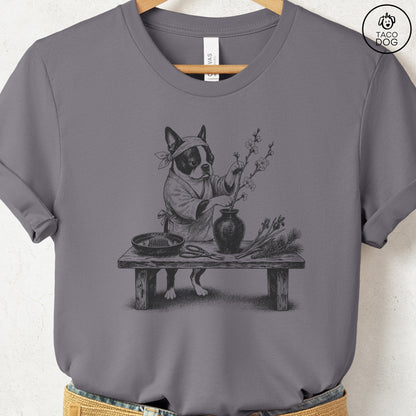 Boston Terrier Ikebana T-Shirt Storm S Taco-Dog