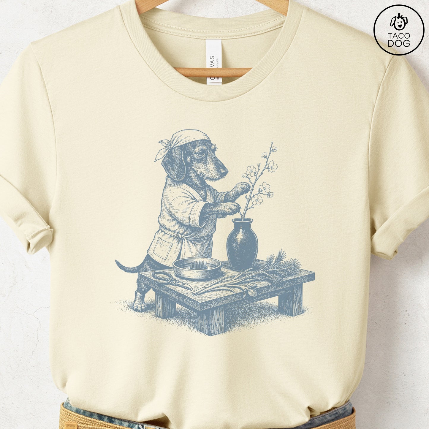 Dachshund Ikebana T-Shirt Natural S Taco-Dog