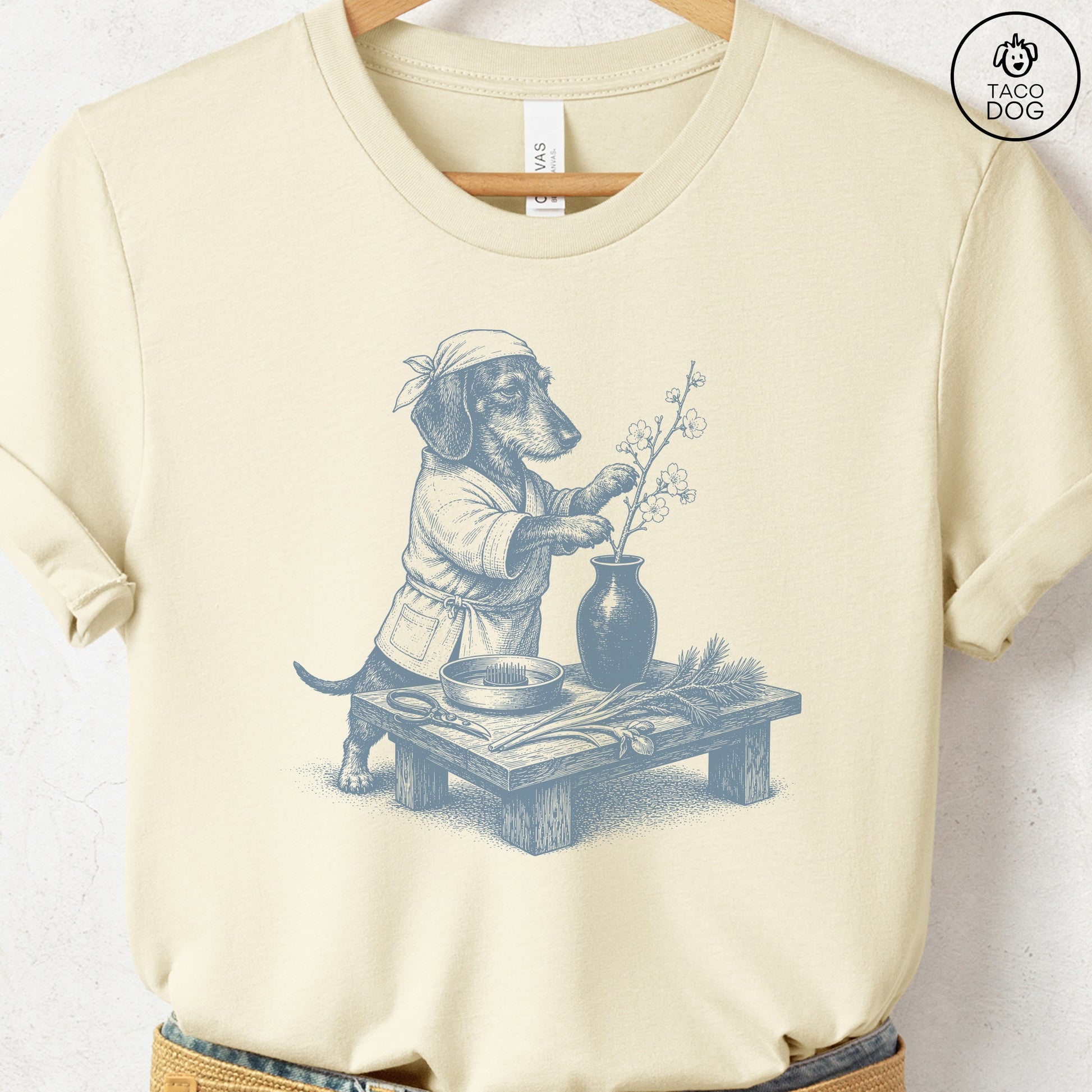 Dachshund Ikebana T-Shirt Natural S Taco-Dog