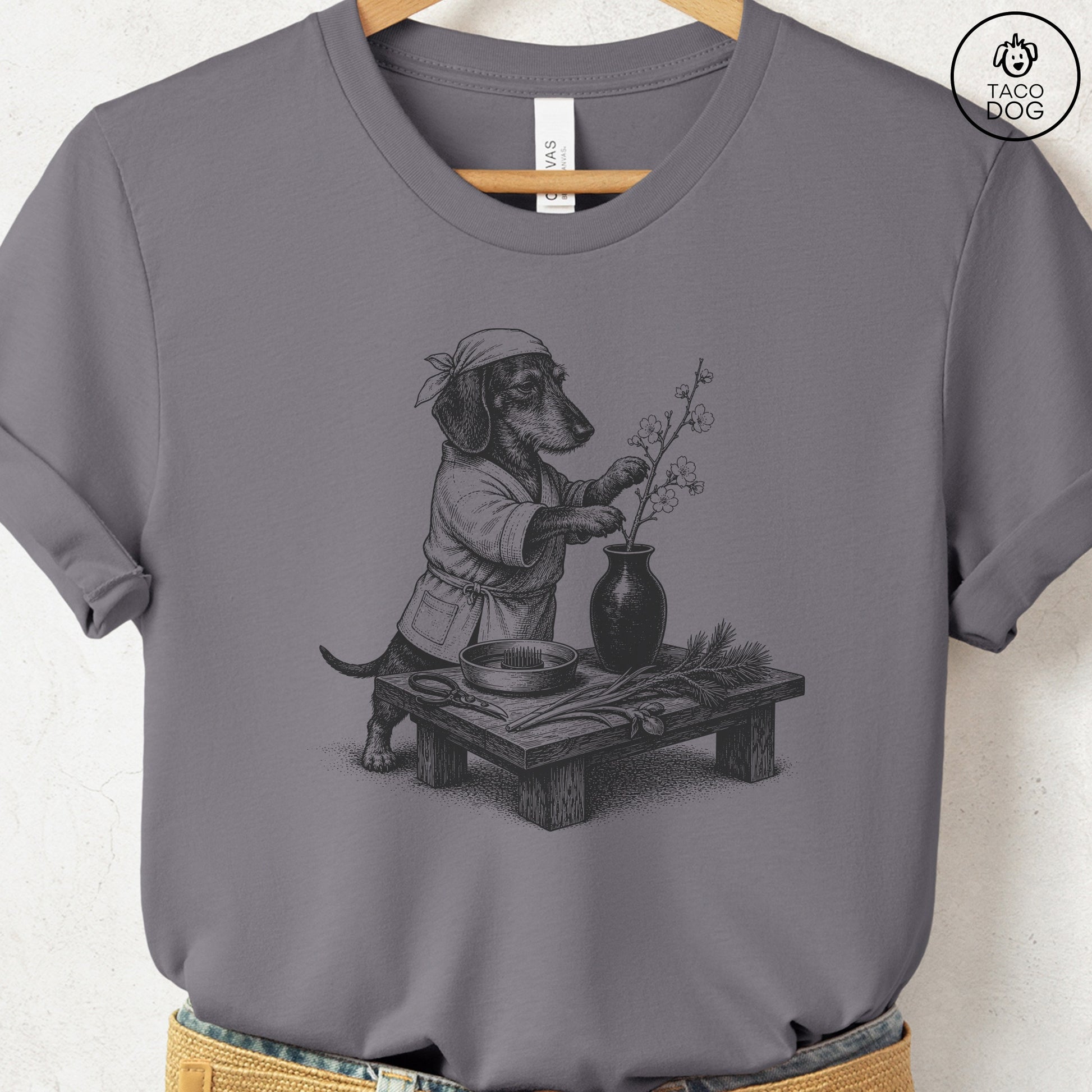 Dachshund Ikebana T-Shirt Storm S Taco-Dog
