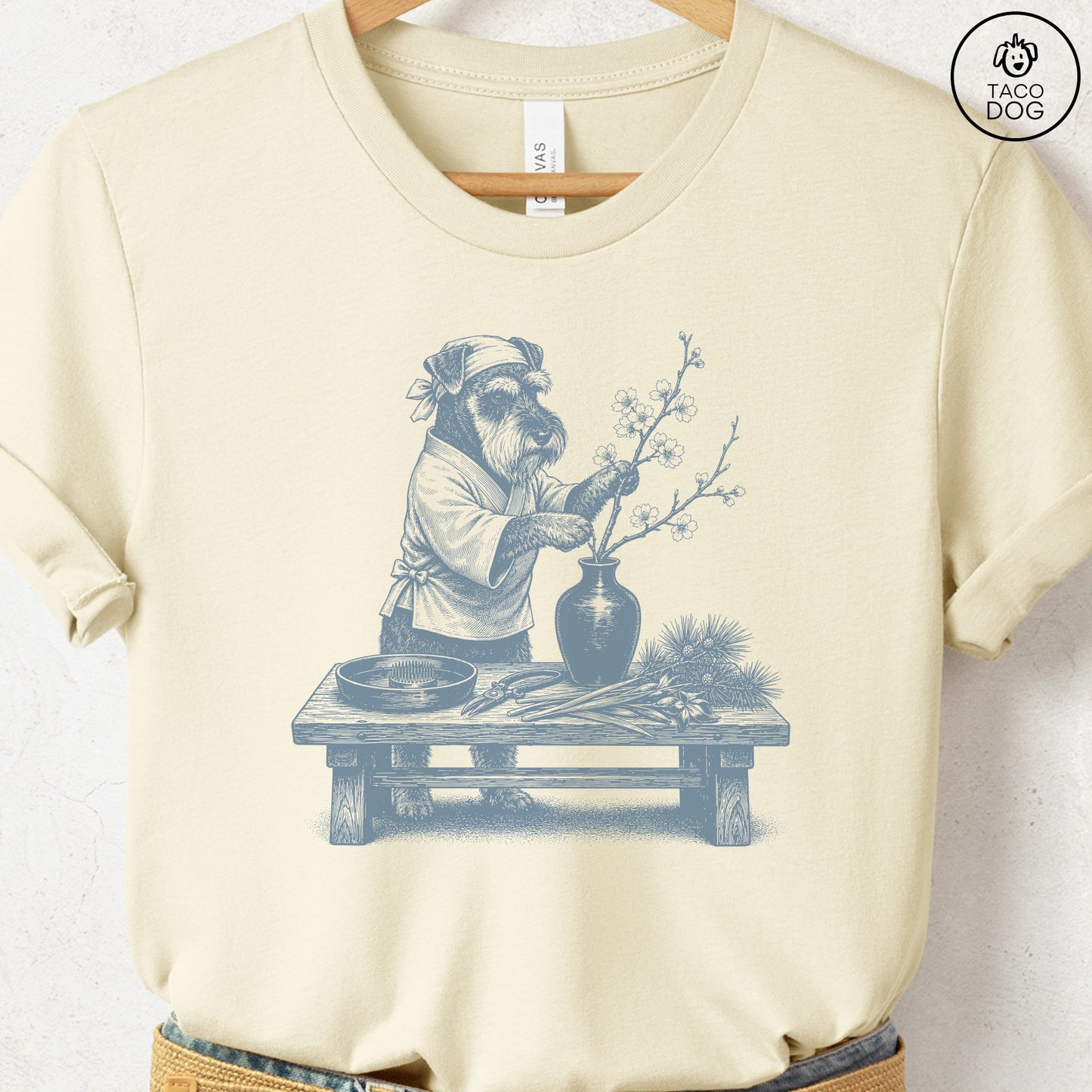 Schnauzer Ikebana T-Shirt Natural S Taco-Dog