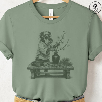 Schnauzer Ikebana T-Shirt Sage S Taco-Dog