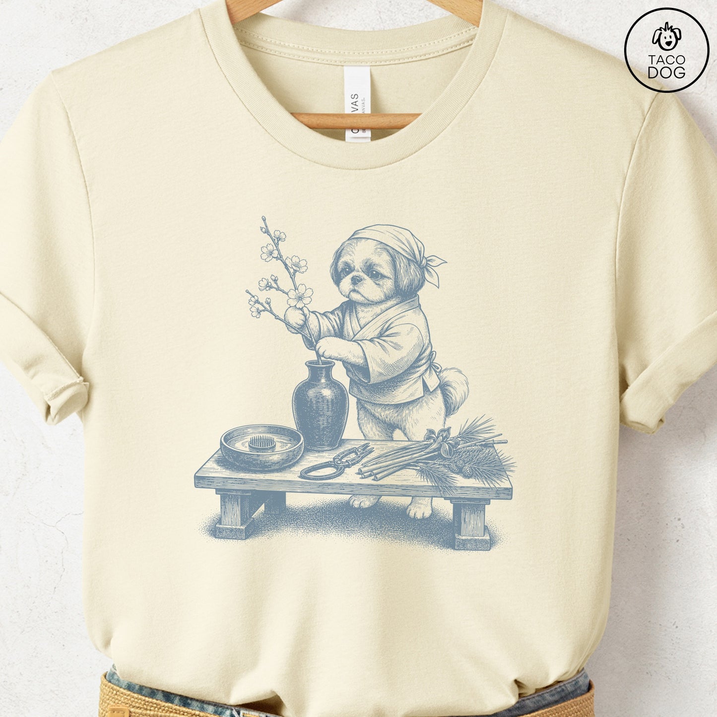Shih Tzu Ikebana T-Shirt Natural S Taco-Dog