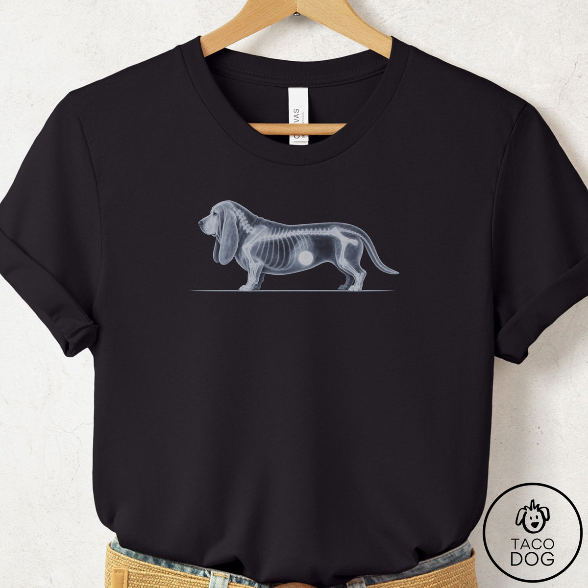 Basset Hound Inventory T-Shirt Black Taco-Dog