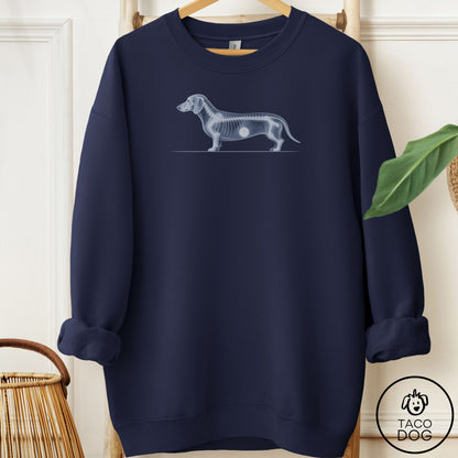 Dachshund Inventory Sweatshirt Navy Taco-Dog