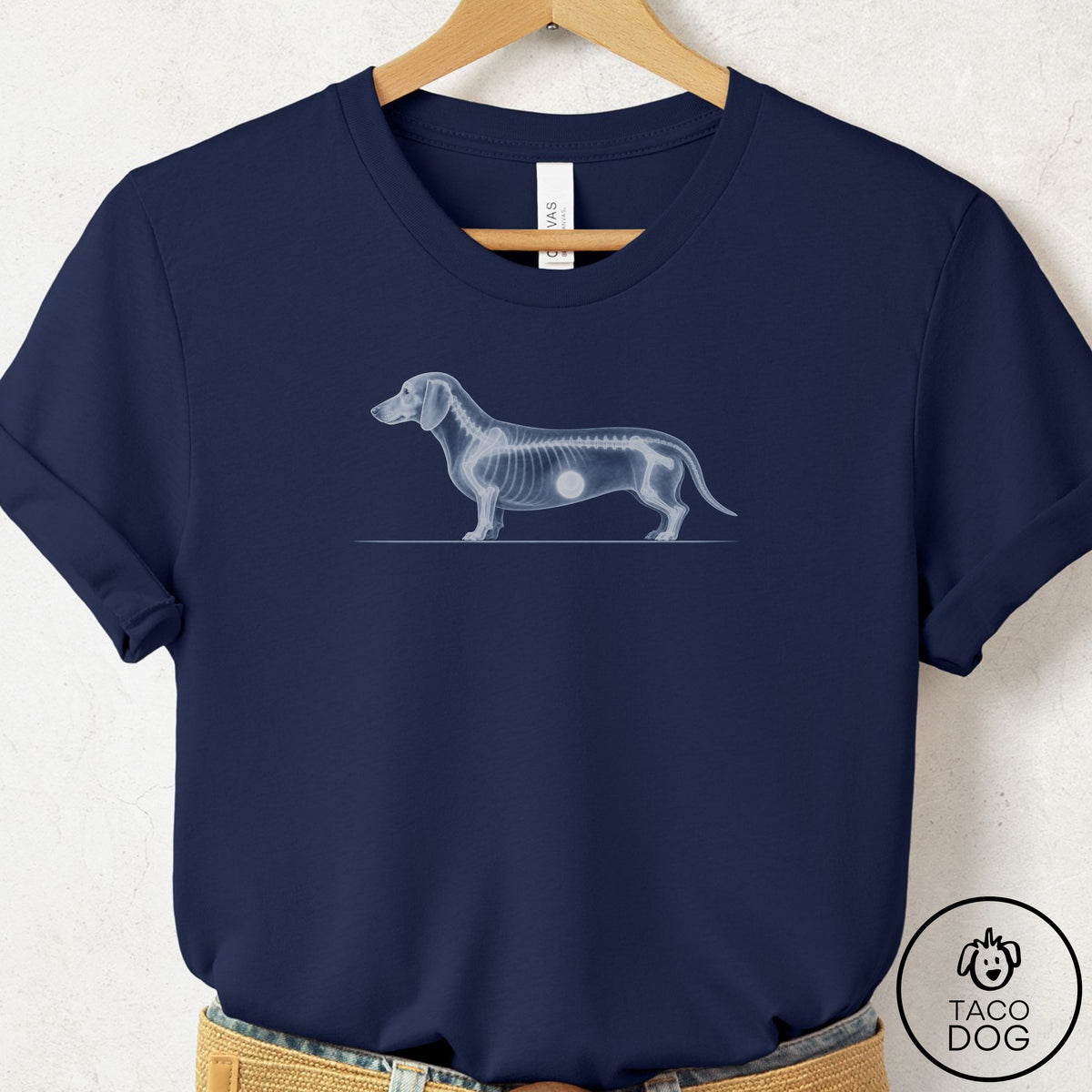 Dachshund Inventory T-Shirt Navy Taco-Dog