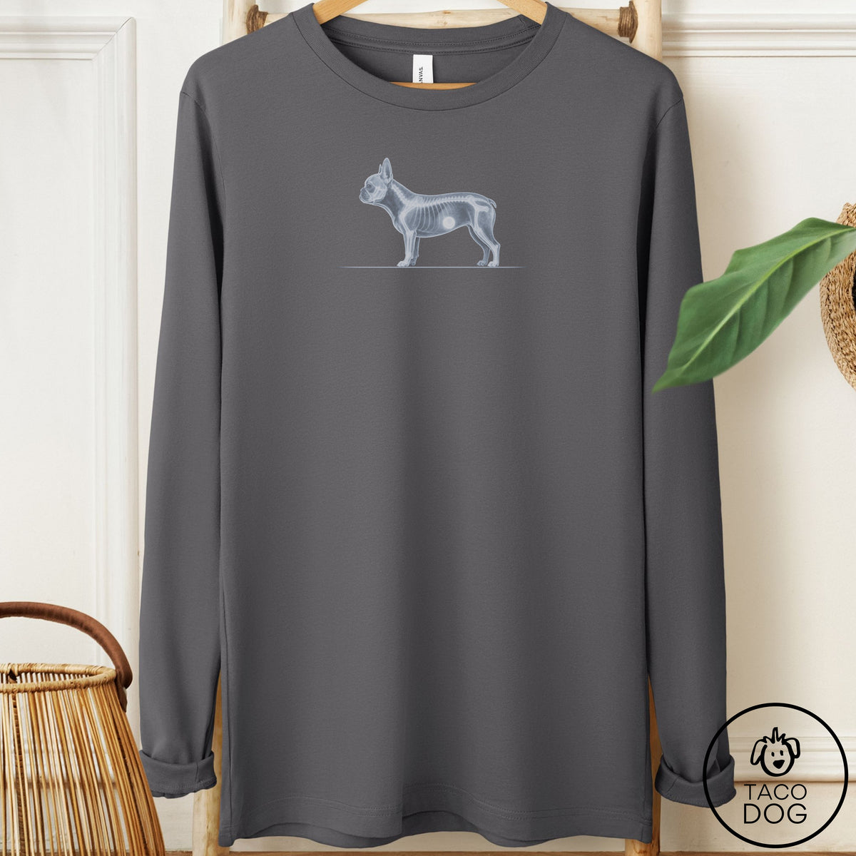 French Bulldog Frenchie Inventory Long Sleeve Tee Asphalt Taco-Dog
