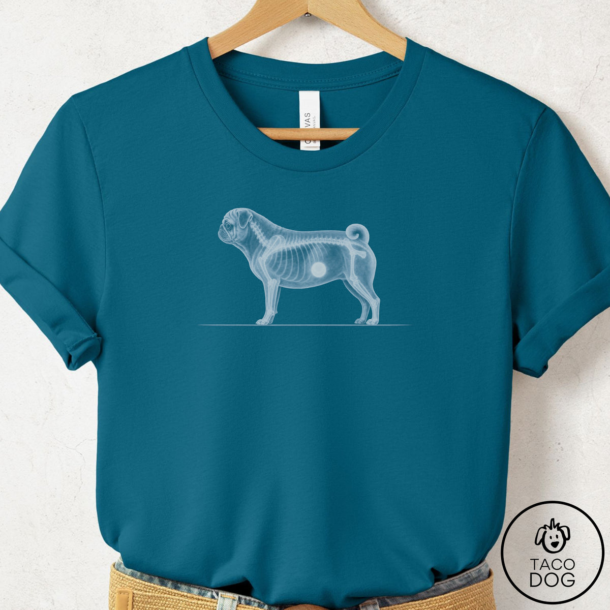 Pug Inventory T-Shirt Deep Teal Taco-Dog