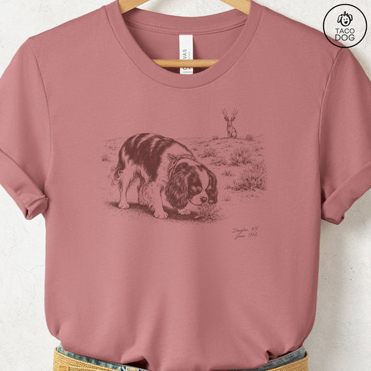 Cavalier King Charles Spaniel Jackalope T-Shirt Heather Mauve Taco-Dog