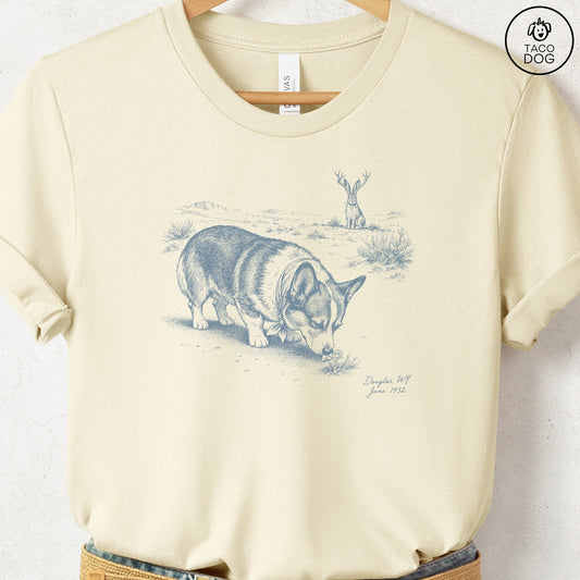 Corgi Jackalope T-Shirt Natural Taco-Dog