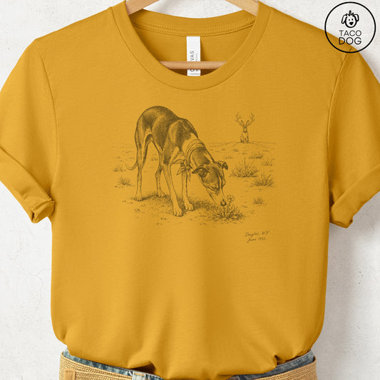 Italian Greyhound Whippet Jackalope T-Shirt Mustard Taco-Dog