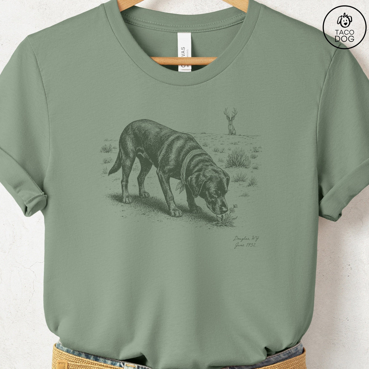 Labrador Retriever Jackalope T-Shirt Sage Taco-Dog