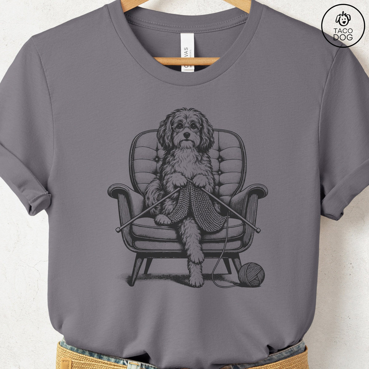 Havanese Knitting T-Shirt Storm Taco-Dog