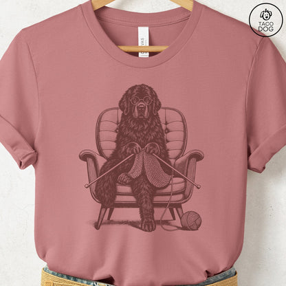 Newfoundland Knitting T-Shirt Heather Mauve Taco-Dog