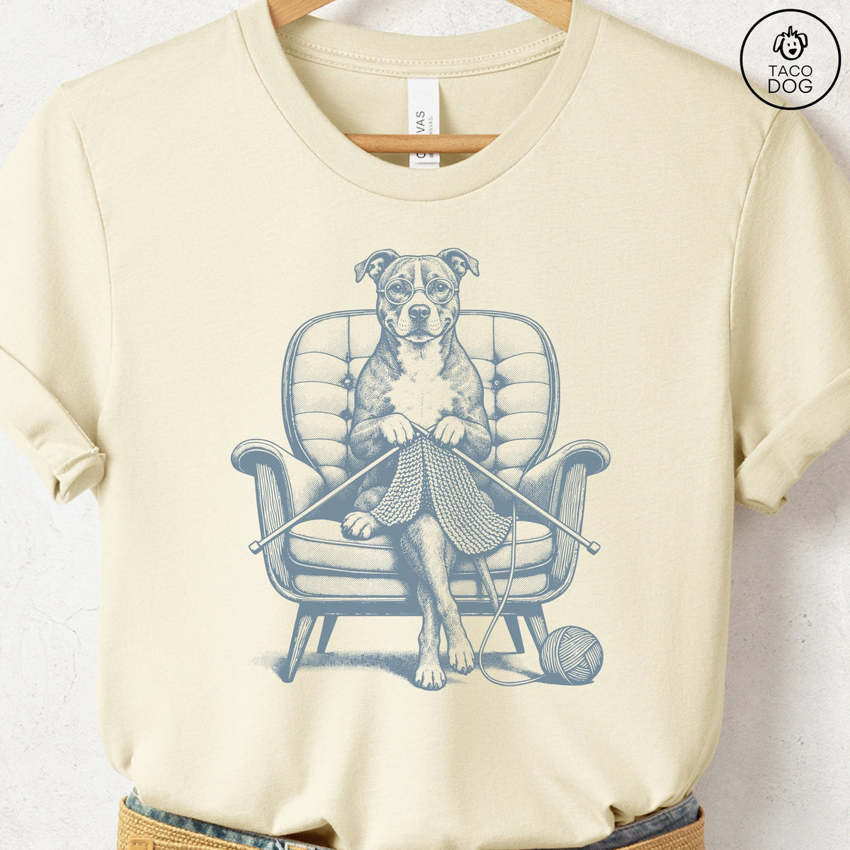 Pitbull Knitting T-Shirt Natural Taco-Dog