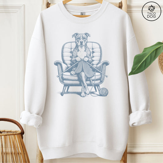Pitbull Knitting Sweatshirt White Taco-Dog